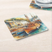 穏やかな スクエアペーパーコースター (アングル)