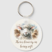 穏やかなEwe：柔らかい羊毛 キーホルダー (正面)