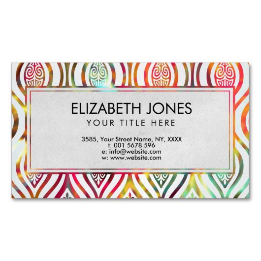 穏やかなGolorfulの東洋の水彩画パターン マグネット名刺 (正面)