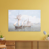 穏やかなSで他の船積みをしているホイとラッガー キャンバスプリント (インサイチュ (リビング))