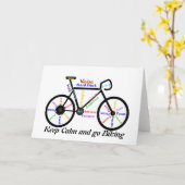 穏やか保ち、やる気を起こさせるな単語と、自転車に乗ることを行って下さい カード (黄色い花)