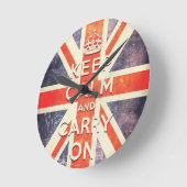 穏やか保ち、ヴィンテージの英国国旗の旗を続けていって下さい ラウンド壁時計 (傾斜)