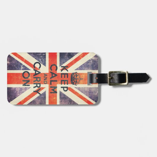 穏やか保ち、ヴィンテージの英国国旗の旗を続けていって下さい ラゲッジタグ (正面横)