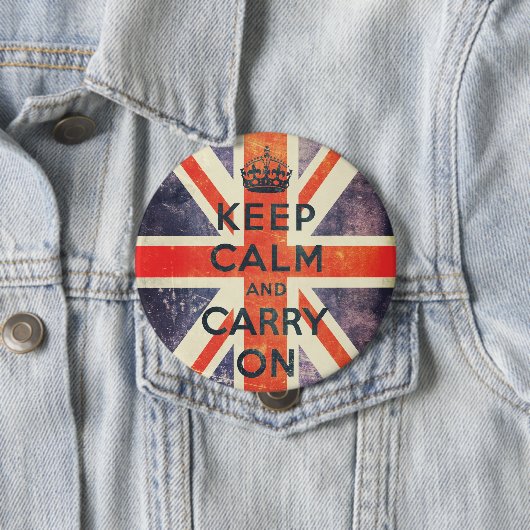 穏やか保ち、ヴィンテージの英国国旗の旗を続けていって下さい 缶バッジ (インサイチュ)