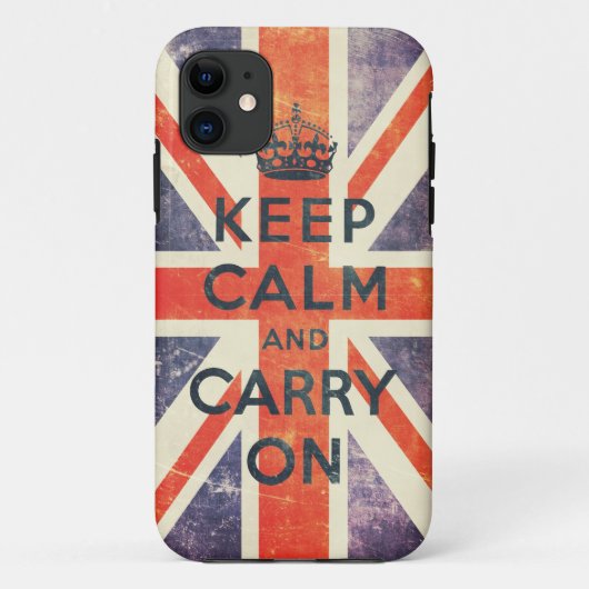 穏やか保ち、ヴィンテージの英国国旗の旗を続けていって下さい Case-Mate iPhoneケース (裏面)
