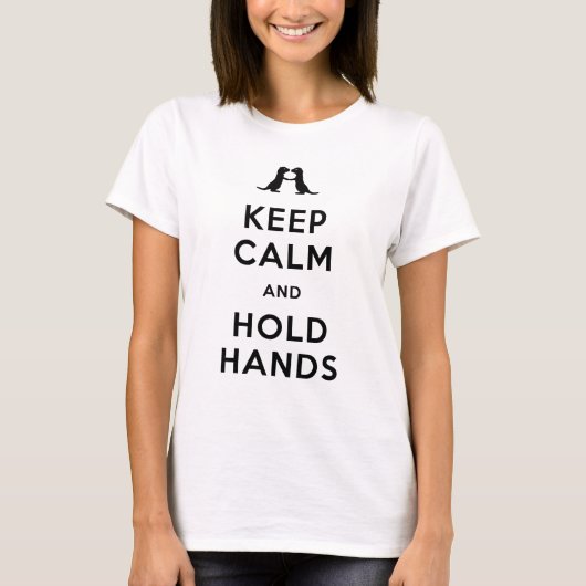 穏やか保ち、握って下さい手(手を握っているカワウソ)を Tシャツ (正面)