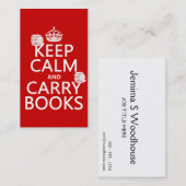 穏やか保ち、本を運んで下さい(あらゆる色で) 名刺 (正面/裏面)