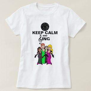 穏やか保ち、理髪店の漫画の女性を歌って下さい Tシャツ