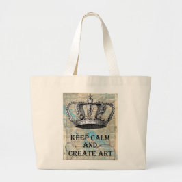 穏やか保ち、芸術のヴィンテージのグラフィック・デザインを作成して下さい ラージトートバッグ