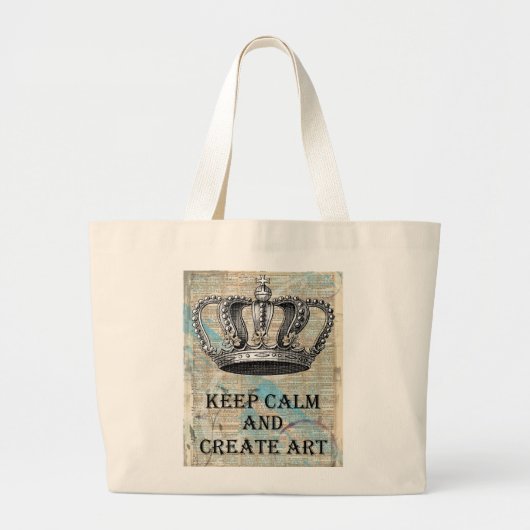 穏やか保ち、芸術のヴィンテージのグラフィック・デザインを作成して下さい ラージトートバッグ (正面)