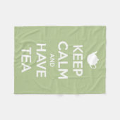 穏やか保ち、茶セージグリーンおよび白を持って下さい フリースブランケット (正面(横))