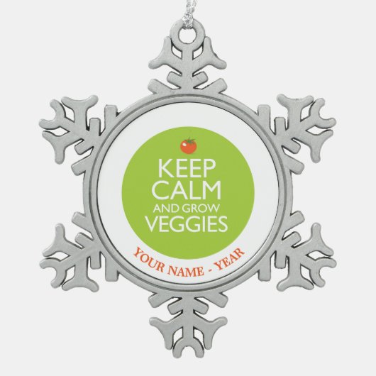 穏やか保ち、野菜2を育てて下さい スノーフレークピューターオーナメント (正面)