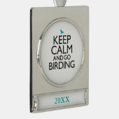 穏やか保ち、野鳥観察行って下さい シルバープレートバナーオーナメント (右)