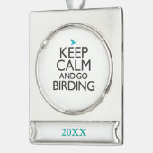 穏やか保ち、野鳥観察行って下さい シルバープレートバナーオーナメント (左)