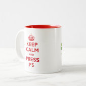 穏やか保ち、F5を押して下さい ツートーンマグカップ (正面左)