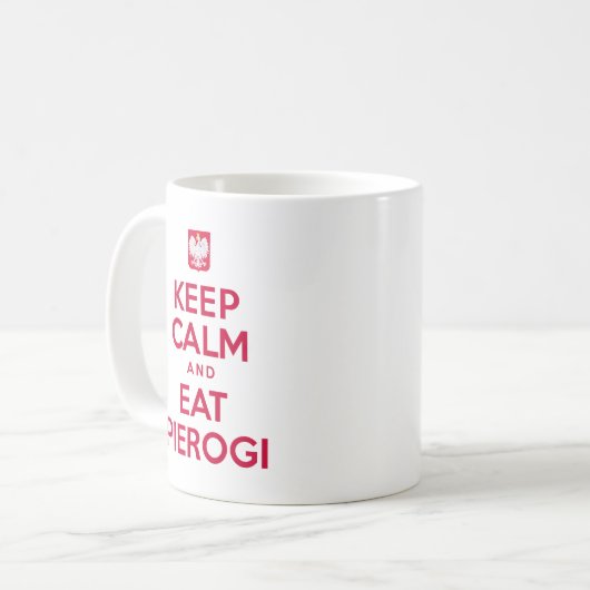 穏やか保ち、Pierogiのマグを食べて下さい コーヒーマグカップ (正面左)