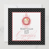 穏やか保って下さい及びカップケーキ- Sweet sixteen 16のパーティー--を食べて下さい 招待状 (正面)