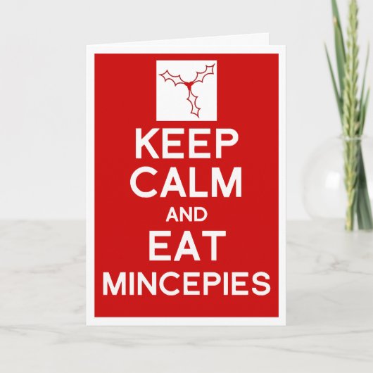 穏やか保って下さい及びmincepiesのクリスマスカードを食べて下さい シーズンカード (正面)