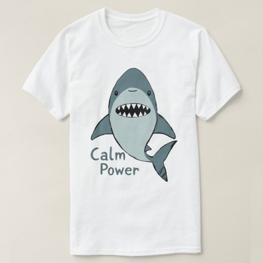 穏やか-力-かわいい-サメ Tシャツ (デザイン正面)