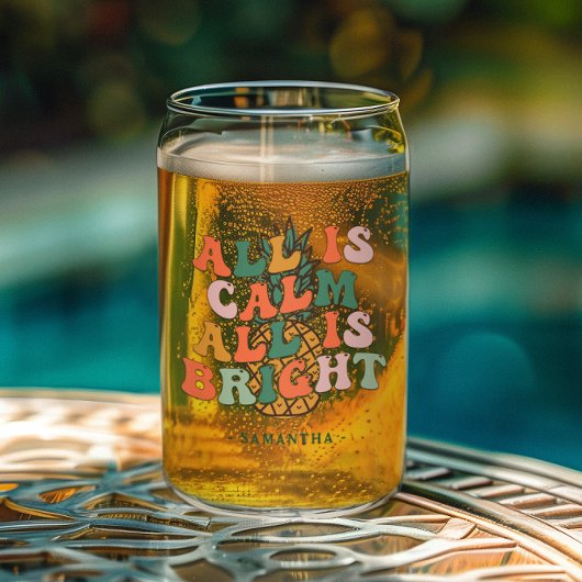 穏やか & 輝き | パイナップル クリスマス モノグラム ガラス缶