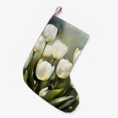 穏エレガントやかな庭の白いチューリップの束 スモールクリスマスストッキング (正面 (吊り時))
