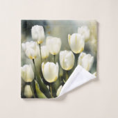 穏エレガントやかな庭の白いチューリップの束 バスタオルセット (ウォッシュタオル)