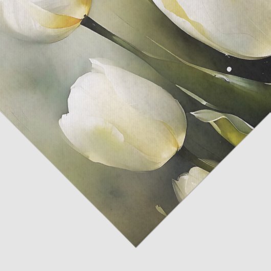 穏エレガントやかな庭の白いチューリップの束 薄葉紙 (詳細)