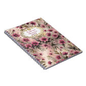 穏エレガントやかな水彩ピンクと紫の花 ノートブック (右側)