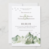穏エレガントやかな緑の山の結婚風景 招待状 (正面)