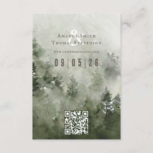 穏エレガントやかな緑の山景色QRコード エンクロージャーカード (裏面)