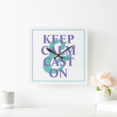 穏保やかでキャストオン編み物引用文 スクエア壁時計 (ホーム)