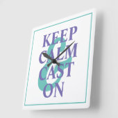 穏保やかでキャストオン編み物引用文 スクエア壁時計 (傾斜)