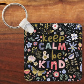 穏保やかで優しいフォークアートの花 キーホルダー (正面)