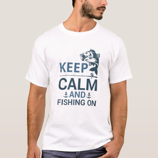穏保やかで魚釣りオンアンリング魚釣り Tシャツ (正面)