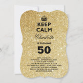 穏保やかなグリッターマイルストーンバースデーパーティー招待状 招待状 (正面)