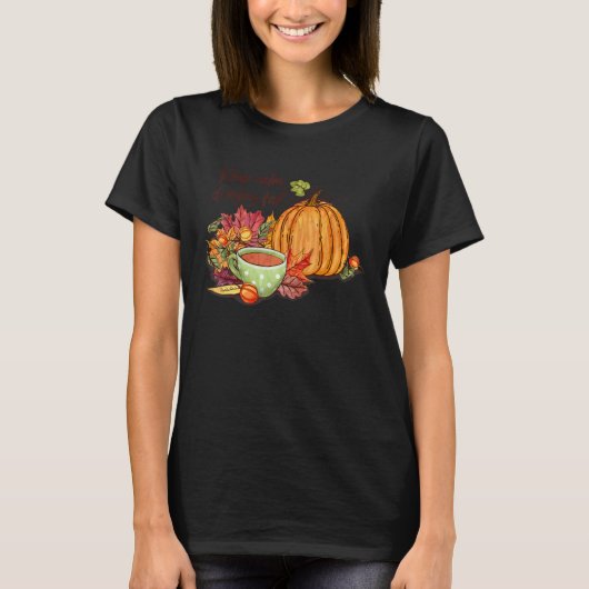 穏保楽しむやかに秋かわいい紅葉秋P Tシャツ (正面)
