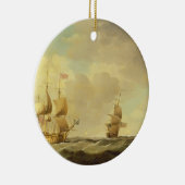 穏健派の容易な帆の下の英国の旗艦 セラミックオーナメント (右)