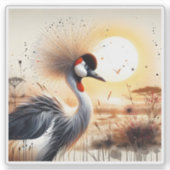 穏威厳のあるやかな夕焼けの景色に鶴を打つ シール (正面)