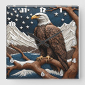 穏威厳のあるやかな山々を見下ろすイーグル スクエア壁時計 (正面)