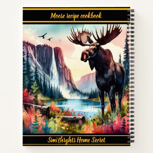 穏威厳のあるやかな山の湖のそばに立つムース ノートブック (裏面)