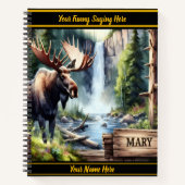 穏威厳のあるやかな森の滝のそばでムースを鳴らす ノートブック (正面)