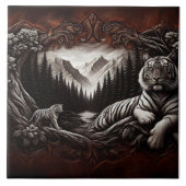 穏威厳のあるやかな森の風景にベンガルの虎 タイル (正面)