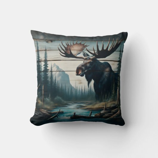 穏威厳のあるやかな森の風景にムース クッション (正面)