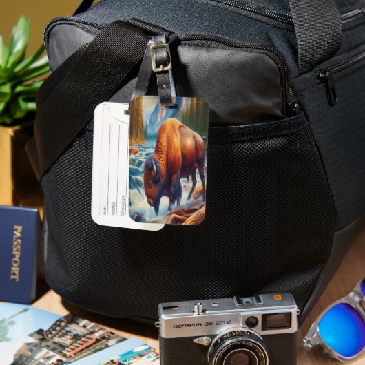 穏威厳のあるやかな海のバッファロー ラゲッジタグ (正面&裏面)