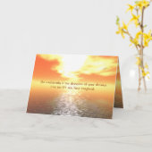 穏感動的やかな海のカードにオレンジ色の夕日 カード (黄色い花)