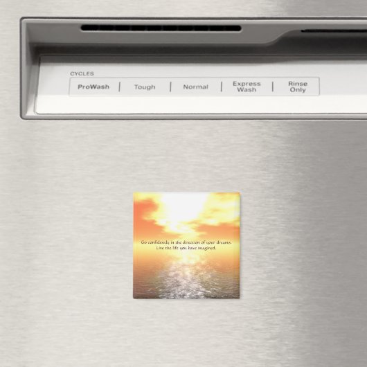 穏感動的やかな海の磁石の上にオレンジ色の夕日 マグネット (インサイチュ (食洗機))