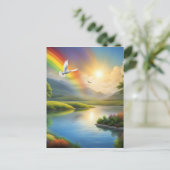 穏飛んでいるやかな景色を眺める ポストカード (スタンド正面)