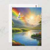 穏飛んでいるやかな景色を眺める ポストカード (正面/裏面)