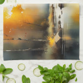 穏鮮やかやかな秋の川の絵を描風景 キッチンタオル (折り畳み)