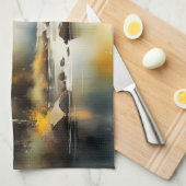 穏鮮やかやかな秋の川の絵を描風景 キッチンタオル (四つ折り)